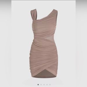 Solid Mesh Asymmetrical Dress